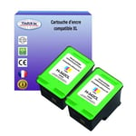 Lot de 2 Cartouches compatibles type T3AZUR pour imprimante HP PhotoSmart C3100, C3125, C3135 (342) Couleur 18ml