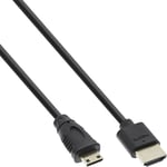 HDMI Super Slim Cable A An C, Hdmi-High Speed with Ethernet, Black/Gold, 0,3m