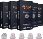 Grano Milano Ristretto 100 Aluminium Coffee Pods Compatible with Nespresso Origi