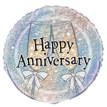 Unique Party - 55525 - Ballon d'Anniversaire de Mariage - Holographique - Happy Anniversary - 45 cm