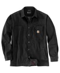 Carhartt Mens Fleece Lined Snap Front Shirt Jacket - Black - Size Large