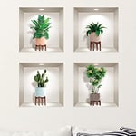 Stickers adhésifs 3D | Sticker Mural Autocollant effet 3D plantes et vases scandinaves - Stickers muraux Chambre - Stickers muraux 3D - Déco Salon - Autocollants muraux Trompe l'oeil | 60 x 60 cm