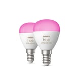 Philips Hue White och Color Ambiance Klotlampa – E14 smart ljuskälla – (2-pack)