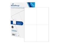 Mediarange - Mat - Permanent Klæbemiddel - Vitmatteret - A6 (105 X 148 Mm) 200 Etikette(R) (50 Ark X 4) Etiketter Til Flere Formål