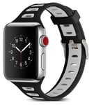 Silikone urrem kompatibel med Apple Watch, 38mm, Sort, Grå