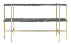 TS Console Rectangular 2 Racks - Grey Emperador Marble/Brass Frame