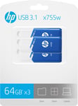 HP x755w USB 3.1 minnepinne 64 GB (3-pk.)