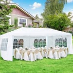 Trädgårdspaviljong partytält med 4 avtagbara sidoväggar paviljong öltält UV-skydd trädgårdstält 3 x 6m