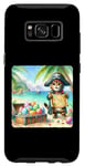 Coque pour Galaxy S8 Chat pirate avec carte au trésor des œufs de vacances Pâques