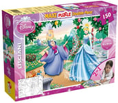 Lisciani, Maxi Puzzle pour enfants à partir de 6 ans, 150 pièces, 2 en 1 Double Face Recto / Verso avec le dos à colorier - Disney Cendrillon 46720