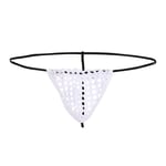 YXX Homme Sexy String Slip Taille Basse Transparent Maille G-String Érotique String Thong Bikini Underwear sous-Vêtement Slip 2 pcs,Blanc,L