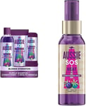 Aussie Blonde Purple Shampoo and Conditioner Set + Hair Mask, Silver 290ml/200m