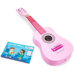 New Classic Toys 10345 Wooden Guitar Toy for Toddlers 3 Boys and Girls Baby Gifts, Kids Musical Instruments for Childrens Three Year Old Inclusive Musicbook, Red, 10349, Pink