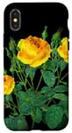 Coque pour iPhone X/XS Rose jaune vintage botanique florale pour femmes