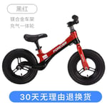 cuzona Children's balance car without foot scooter 1-2-3-6 years old bicycle child baby sliding yo car-Black Red Inflatable Wheel [Magnesium Alloy Frame High Carbon Steel Fork]