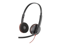Poly Blackwire 3220 - 3200 Series - headset - på örat - kabelansluten - USB-A - svart - Skype-certifierat, Avaya-certifierad, Cisco Jabber-certifierad (paket om 50)