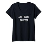 Womens Fun Graphic-Adult Diaper Gangster V-Neck T-Shirt