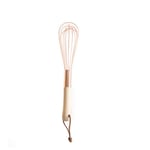 Dan&Dre Whisk Egg Beater,Rose Gold Wooden Handle Stainless Steel Wisk Manual Whisk Balloon Whisk Set, Mixing Cooking Tools Firm Durable Cream Frother Baking Utensils