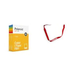 Polaroid 6009 Color Film for i-Type - Double Pack, 8.8 cm X 10.7 cm & Camera Strap Flat – Red stripe