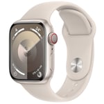 Apple Watch Series 9 (GPS + Cellular) 41mm - Starlight Aluminium Case with Starlight Sport Band - M/L (Fits 160mm - 210mm Wrists)