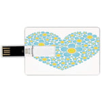 8G USB Flash Drives Credit Card Shape Yellow and Blue Memory Stick Bank Card Style Heart Shape Full of Cute Daisy Flowers Romantic Valentines Wedding,Light Blue Marigold Waterproof Pen Thumb Lovely J