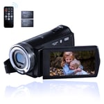 ORDRO Camcorder Night Vision Video Camera YouTube Vlogging Camera Recorder Full HD 1080P 15FPS 30MP 3.0 Inch 270 Degree Rotation LCD 16X Digital Zoom Camcorder with 2 Batteries and 16GB SD Card
