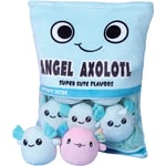 Söt Axolotl plyschleksak, löstagbar salamanderdjursfylld plyschkudde, Kawaii plyschkuddeleksaksspel för barn, flickor (6st per påse, blå)