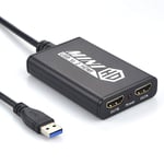 USB 3.0 to Dual HDMI Adapter HD 1080P@60Hz Resolution Video Audio Output Graphics Converter Compatible with Win 7/8/8.1/10 Mac Chrome System