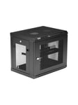 StarTech.com 2 Post 9U 19" Wall Mount Network Cabinet - Adjustable Depth 6-15"- Locking IT Switch Depth Enclosure - Vented Computer/Electronics Equipment Data Rack w/Shelf & Hook & Loop Tape