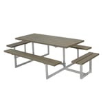 PLUS Picknickbord Basic med Extra Sittplatser Gråbrun 185813-18P