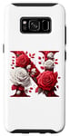 Galaxy S8 Red Rose Roses Flower Floral Design Monogram Letter N Case