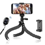 Trépied de Téléphone Flexible avec Télécommande Bluetooth, Trépied Caméra, Flexible Phone Tripod, Camera Tripod Octopus Tripod Mini Travel Tripod with Bluetooth Remote for Iphone & Android, GoPro