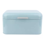 FAMKIT Solid Color Retro Metal Bread Bin Box Large Capacity Kitchen Storage Container (Blue)