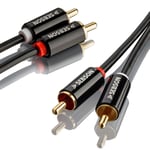 SEBSON RCA Audio Cable 10m, 2-male to 2-male RCA Plugs, RCA Phono Cable for Amplifier, Speakers, Soundbar, Home Cinema and HiFi Systems