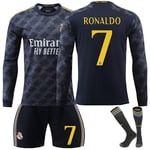 Madrid RONALDO #5 2023/2024 RM Långärmad Höst/Vinter Bortalag Fotbollströja/Shorts/Strumpor Set Ungdom Barn Storlekar 28