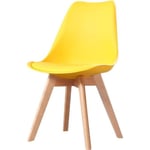 MADE4US Clara - 1 chaise scandinave Jaune pieds en bois massif design salle à manger salon chambre 49 x 58 82 cm