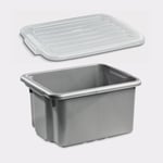 Nordiska Plast Förvaringslåda med lock Nordic, silver, 410 x 330 225 mm, 23 liter