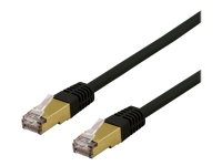 DELTACO SFTP-60SAH - Patch-kabel - RJ-45 (hane) till RJ-45 (hane) - 50 cm - SFTP - CAT 6a - halogenfri, formpressad - svart