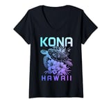 Womens Kona Hawaii Sea Turtle Hawaiian Surfer Souvenir V-Neck T-Shirt