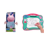 Peppa Pig glow Friends Talking Peppa, preschool interactive soft toy, with lights up face and sound effects, gift for 3-5 year old & Travel Magnetic Scribbler pad with pen and 3 stamps