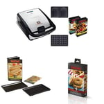Tefal SW853D12 Snack Collection Machine à Gaufres et Croques Noir/Inox + Coffret de Plaque pour Grill Panini avec Livre de Recettes 4,4 x 15,5 x 24,2 cm + Pl Bagels Eu Accessoire pour Donuts
