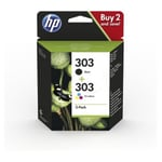 Original HP 303 Black & Colour Ink Cartridges - For HP ENVY Photo 6234 Printers