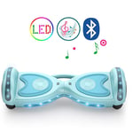 QINGMM Hoverboard,Self Balancing Car with LED Flash Lights Wheels And Bluetooth Speaker,Smartphone Control Electric Scooters,for Kids Adult,sky blue