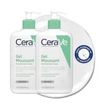 CeraVe Gel Moussant | 2 x 473ml | Gel Nettoyant Purifiant Visage à l'Acide Hyaluronique et au Niacinamide pour Peaux Normales, Grasses et Acnéiques