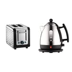 Dualit Architect 2 Slice Toaster | Brushed Stainless Steel with Black Trim| 26505 & Lite Kettle - 1L 2kW Jug Kettle - Polished with Black Trim, High Gloss Finish - Fast Boiling Kettle by - 72200
