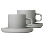 blomus Pilar kaffemugg med fat 2-pack Mirage grey