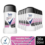 Sure Women Invisible Pure Antiperspirant Stick 72H Nonstop Protection, 36x50ml