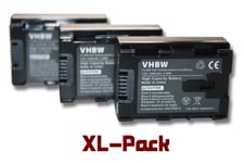 Lot de 3 batteries vhbw 1200mAh pour caméscope caméra JVC GZ-E300, GZ-E300AU, GZ-E300BU, GZ-E300WU, GZ-E306, GZ-E505, GZ-E505BU, GZ-E565, GZ-EX210