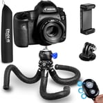 Camera Phone Flexible Tripod, Phot-R Octopus Tripod Ball Head Travel Anti-Crack Mount Mobile Smartphone DSLR Gorillapod & Bluetooth Remote Control for GoPro Action Camera iPhone Samsung Android Holder