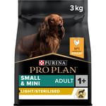 PURINA PRO PLAN | Small & Mini Adult | Light Sterilised Riche en Poulet | Croquettes | petits chiens adultes | Sac de 3kg